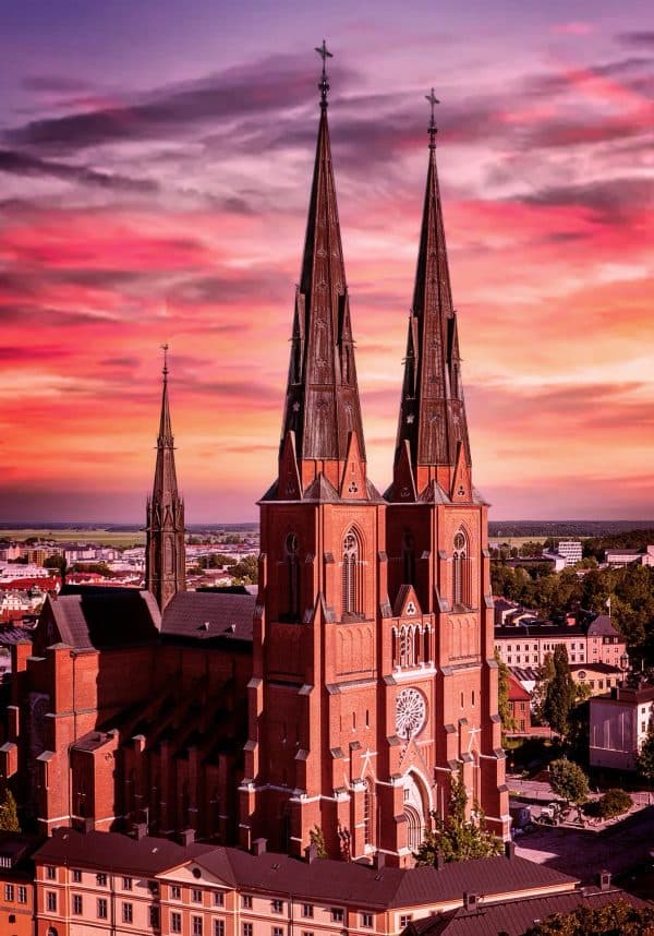 Uppsala Cathedral Red Sky