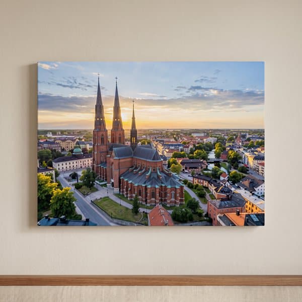 Uppsala domkyrka i solnedgången - Canvas Art - 1
